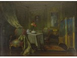 Krupka Ferenc : Enteriőr paravánnal 1913