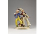 Antik német porcelán szobor zenészek
