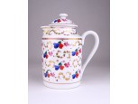 Antik kézzel festett porcelán kiöntő tetővel