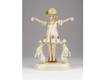 Pitiző foxik német porcelán figura 14.5 cm