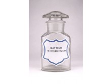 Régi NATRIUM TETRABORICUM patika üveg 16 cm
