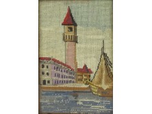 Régi Velence kézimunka tűgobelin 26 x 20 cm