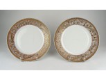 Fischer Vilmos porcelán tányér pár 24.5 cm