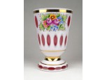 Régi rózsaszín cseh üveg Biedermeier pohár 13.5 cm