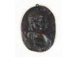 Antik kisméretű ovális alakú görög bronz relief 6 cm