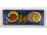 Iparművészeti üvegmázas samott falidísz: Csigák 1967 15.5 x 42 cm