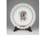 Antik puttó díszes angyalos áttört szélű porcelán dísztányér 16.5 cm