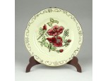 Vajszínű Zsolnay porcelán virágos tányérka 8.5 cm