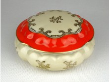 Oscar Schlegelmilch aranyozott narancssárga színű porcelán bonbonier