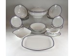 Régi kék szegélyes Zsolnay porcelán étkészlet + süteményes készlet 23 darab