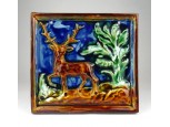 Szarvasos mázas kerámia falidísz falikép 20 x 22 cm