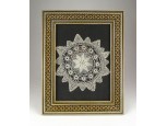 Antik perzsa mikromozaik intarzia képkeretben csipke kézimunkával 31 x 25 cm