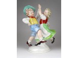 Antik nagyméretű porcelán táncoló figura pár 22 cm