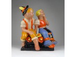 Régi art deco Komlós kerámia figura páros 20 cm