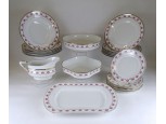 Régi rózsás német 6 személyes porcelán étkészlet 22 darab