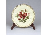 Vajszínű Zsolnay porcelán virágos tányérka 8.5 cm