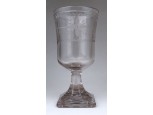 Antik maratott Biedermeier talpas pohár 13 cm