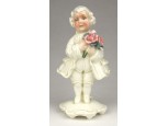 Antik ENS porcelán kisfiú rózsacsokorral 13 cm