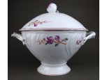 Antik nagyméretű talpas porcelán leveses tál