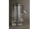 Antik ónfedeles csiszolt üveg Marienbad söröskorsó 1800-as évekből 20.5 cm