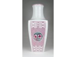 Nagyméretű rózsaszín Hollóházi porcelán váza 37 cm