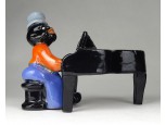 Fekete Komlós kerámia néger zongorista figura 14 cm
