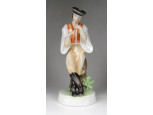 Régi Zsolnay furulyázó legény porcelán figura 27 cm