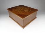 Antik nagyméretű intarziás fadoboz ékszertartó doboz szivar doboz 19 x 22 x 9 cm