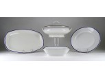 Régi kék szegélyes Zsolnay porcelán készlet