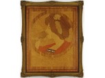 Régi intarziakép női portré Blondel keretben 38.5 x 31.5 cm