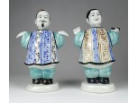XX. századi keleti nodding porcelán szobor bólogatós figura pár házaspár 16.5 cm 