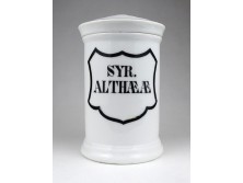 Régi porcelán patika edény tégely SYR. ALTHAEAE