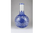 Kék-fehér keleti Jingdezhen porcelán váza 28.5 cm