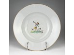 Régi mesejelenetes Zsolnay porcelán tányér leveses tányér