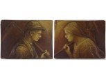 Antik nagyméretű gipsz relief pár 55 x 75 cm