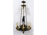 Antik oroszlánfejes hat karú szobros empire csillár 100 x 55 cm  cca: 1830-40 körüli darab