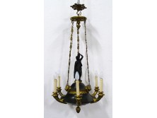 Antik oroszlánfejes hat karú szobros empire csillár 100 x 55 cm  cca: 1830-40 körüli darab