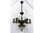 Antik hatkarú delfines bronz csillár 113 x 74 cm
