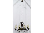 Régi nyolcágú bronzírozott flamand formájú csillár 140 x 70 cm
