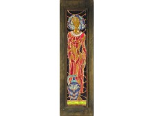 Kalapált festett rézlemez dombormű 50 x 15 cm