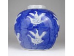 Hibátlan kék-fehér keleti mintás ludas porcelán váza 13.5 cm