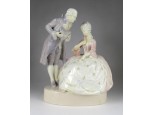 Antik nagyméretű bécsi Friedrich Goldscheider - E. Tell WIEN majolika szobor 34 cm 
