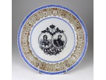Leopold Keramis (BF) : Leopold - Henriette belga királyi pár fajansz dísztányér 23.5 cm 