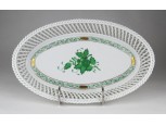 Zöld Apponyi mintás áttört fonott Herendi porcelán kínáló 26.5 cm