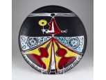 Mid century iparművészeti kerámia falidísz tányér 29.5 cm