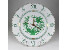 Zöld indiai kosár mintás Herendi porcelán falióra 28 cm