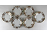 Jelzett aranyozott porcelán süteményes készlet 6 darab