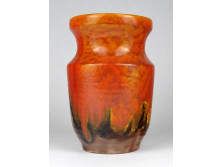 Narancssárga mázas mid century iparművész kerámia váza 15.5 cm