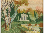 Régi gobelin tóparti kastély keretben 28 x 33 cm