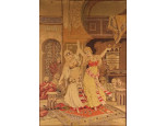 Régi orientalista táncos jelenet tűgobelin aranyozott keretben 93.5 x 67.5 cm